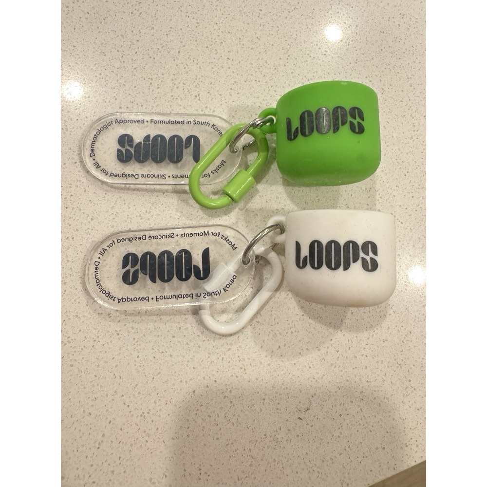 Genuine Loop Earplugs Silicone Carry Cases w/ Carabiners Lot of 2 Green & White